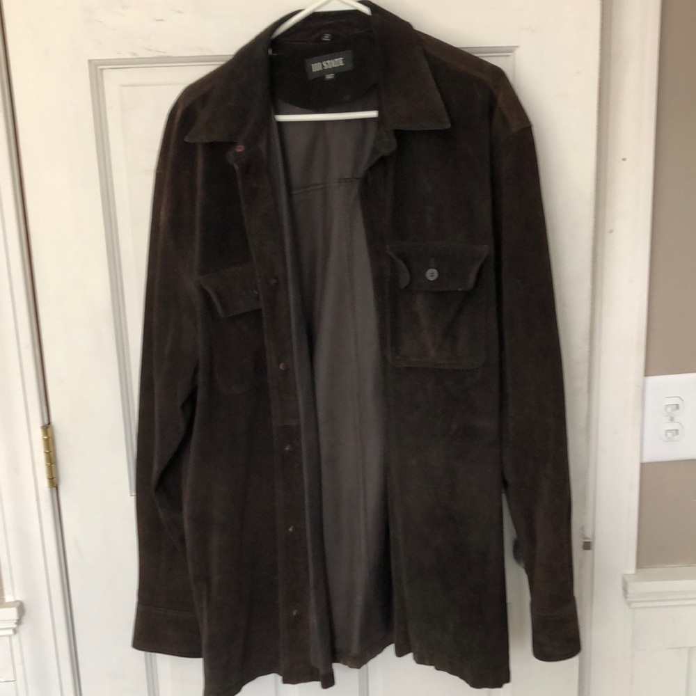 Wax Supply Men's Dark Chocolate Brown Suede Shirt Jacket